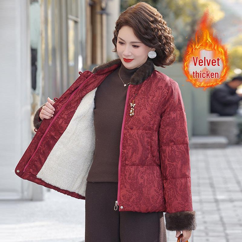

2025 Women s Winter Coat: Stylish Chinese Cotton Jacket, Warm National Style for Modern Moms 4XL (135-145 kg) красный