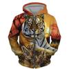 Sudadera con capucha y cremallera para hombre y mujer, con estampado 3D de ciervo y tigre, color otoño e invierno, informal, tipo cárdigan