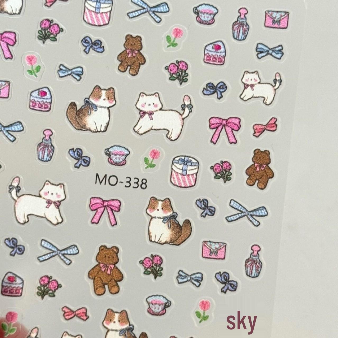 

3D бантик кошка и собака шиба-ину наклейки для ногтей - милые цветочные и сердечные DIY наклейки