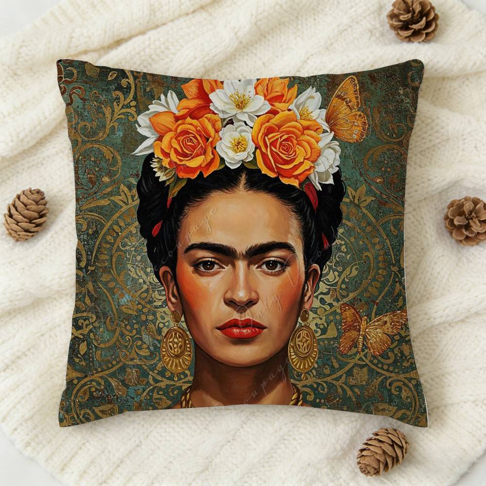 pc Frida Cartoon Style  Doublesided Printed Square Decorative Cushion Cover for Sofa Living Room Home Decor