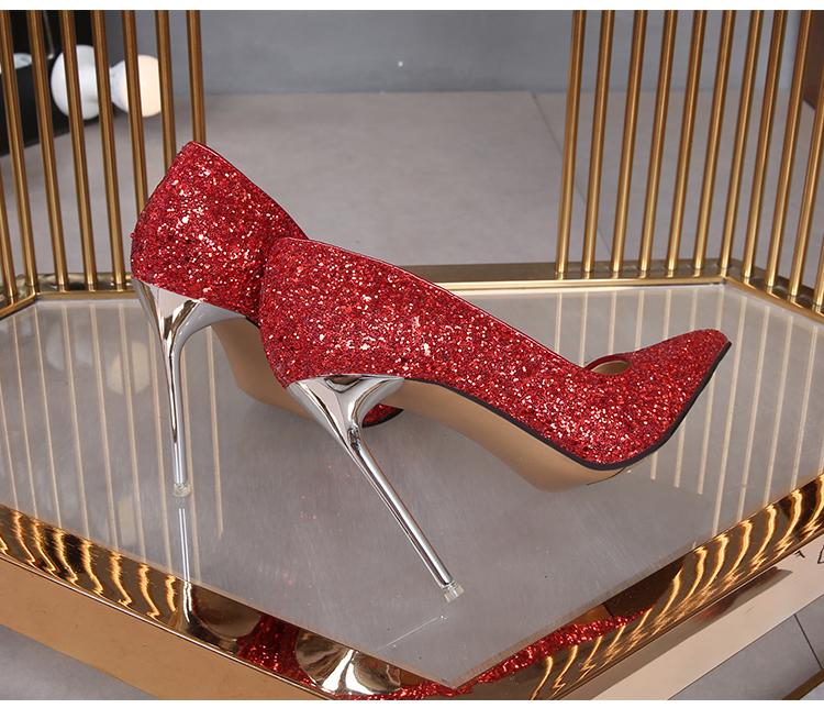 Fashion Super high heels for women, slim heels, pointed toe, shallow mouth single shoes new patent leather plus size reverse shoes, 12CM