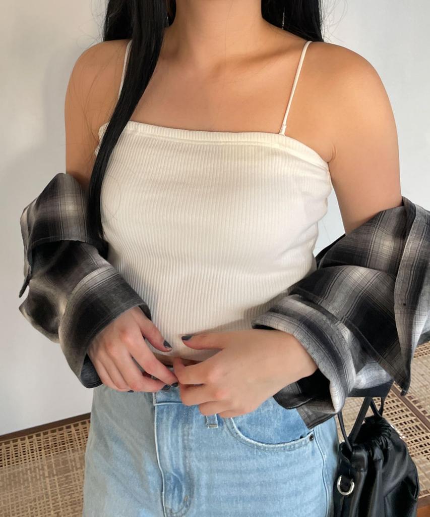 WEGO Natsu Solid Short Size Women's Camisole, Short, Cup-in Cami, Color, Simple, Casual, Length, Gift, Spring/Summer, Autumn/Winter, S, Off-White