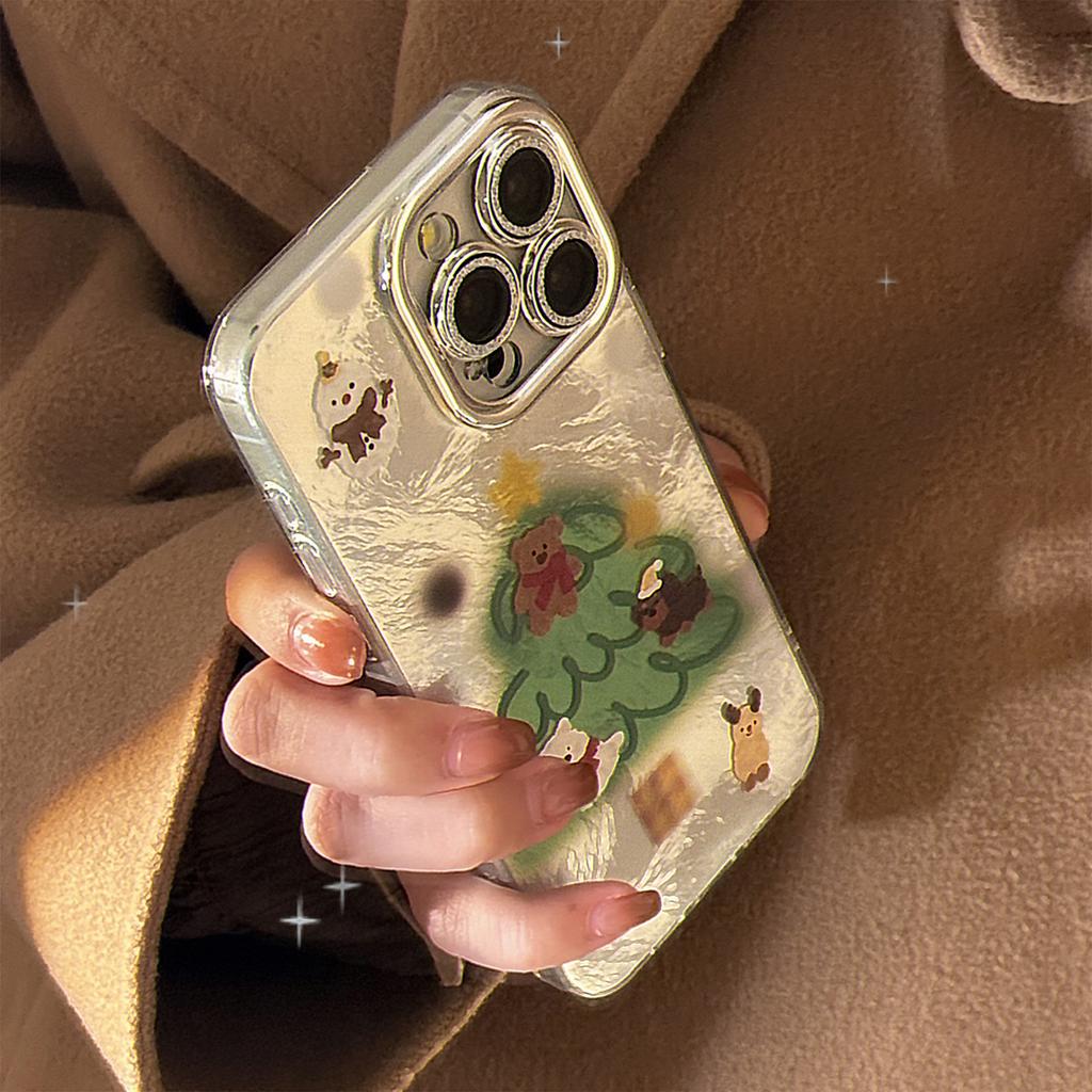 Applicable To Apple 16 Mobile Phone Case 17promax Snowman Christmas Tree Iphone14 Autumn and Winter Cartoon 13 Lens Film Hard