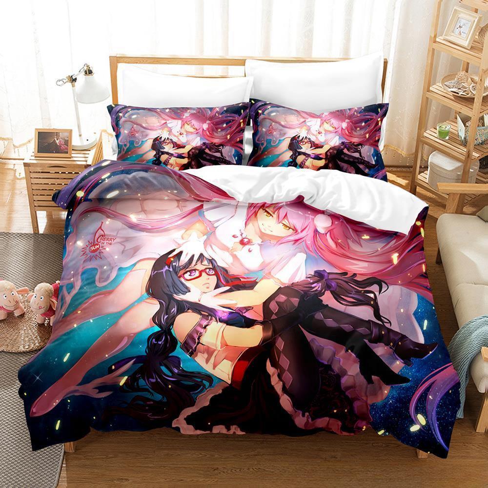 New 3D Kawaii Girl Anime Puella Magi Madoka Magica Bedding Set Cartoon Anime three-piece set Adult Kid Bedroom Duvet cover Sets