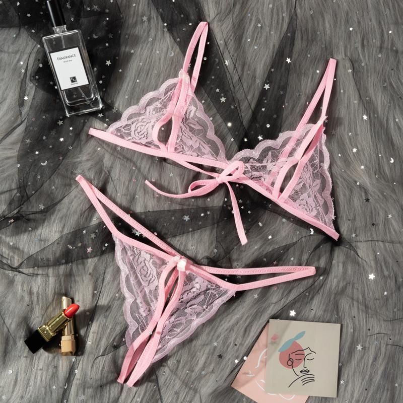 Babydoll Costumes Women Hot Open Bra Crotch Lace Sexy Transparent Underwear Sexy Lingerie Set
