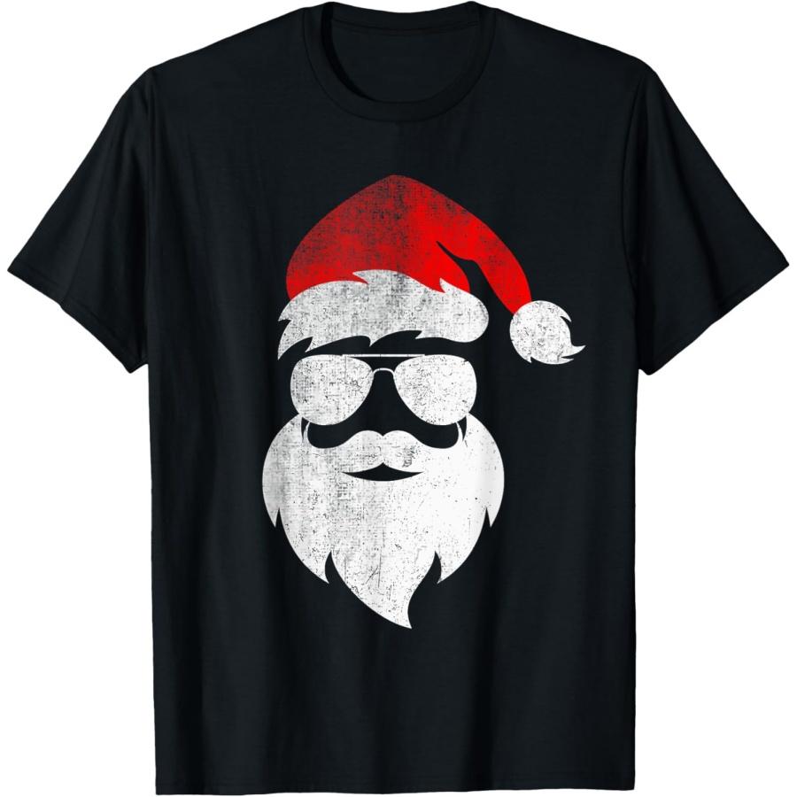 

Mens Christmas Santa Claus Face Sunglasses with Hat Beard T-Shirt XXXXXL чорний