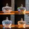 European-Style Colored Glass Storage Jar,Coffee Sugar Jars & Jewelry Boxes Organizer Glass With Lid Candy Container Decoration
