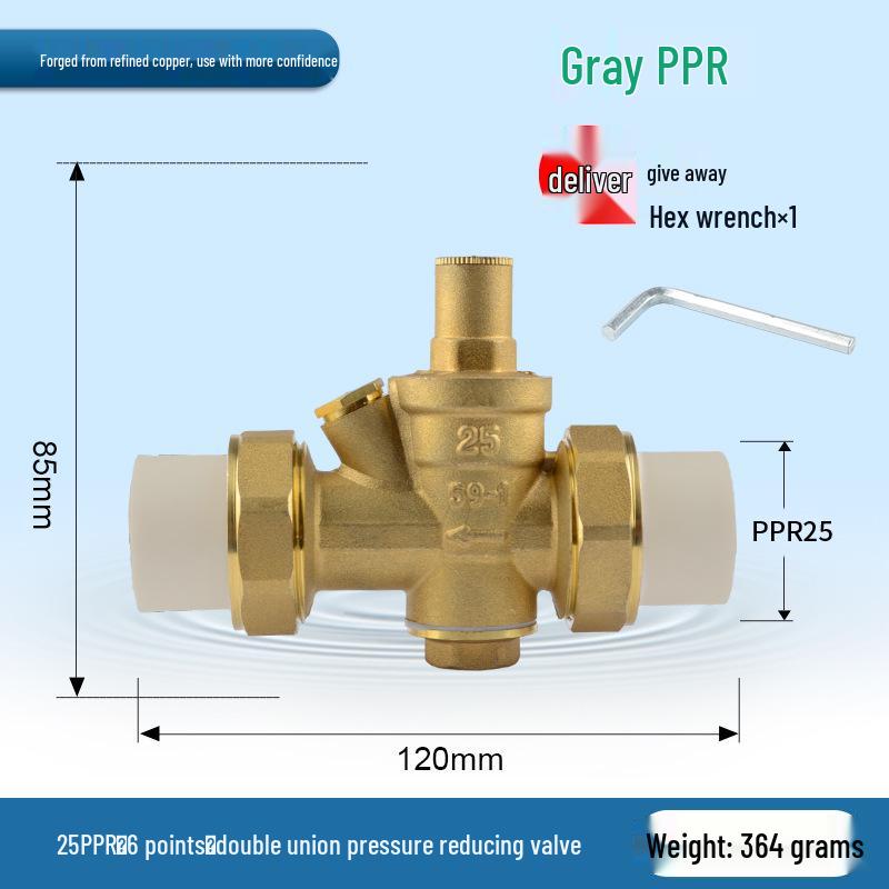 Water Pipe Pressure Reducing Valve for Home Heaters - PPR20/25/32, 4-Point PE Fitting