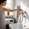 Stainless Steel Washing Machine Faucet With Dual Control For Laundry Room Use