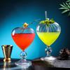 Heart Shaped Cocktail Glass 310ML Wine Glass Clear Stripe Drinking Wine Glass Martini Cocktail Glasses Goblet Cup for Wedding