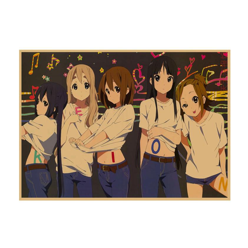 K-ON! Kraft Paper Anime Poster for Dorm, Bar, or Cafe Wall Décor.