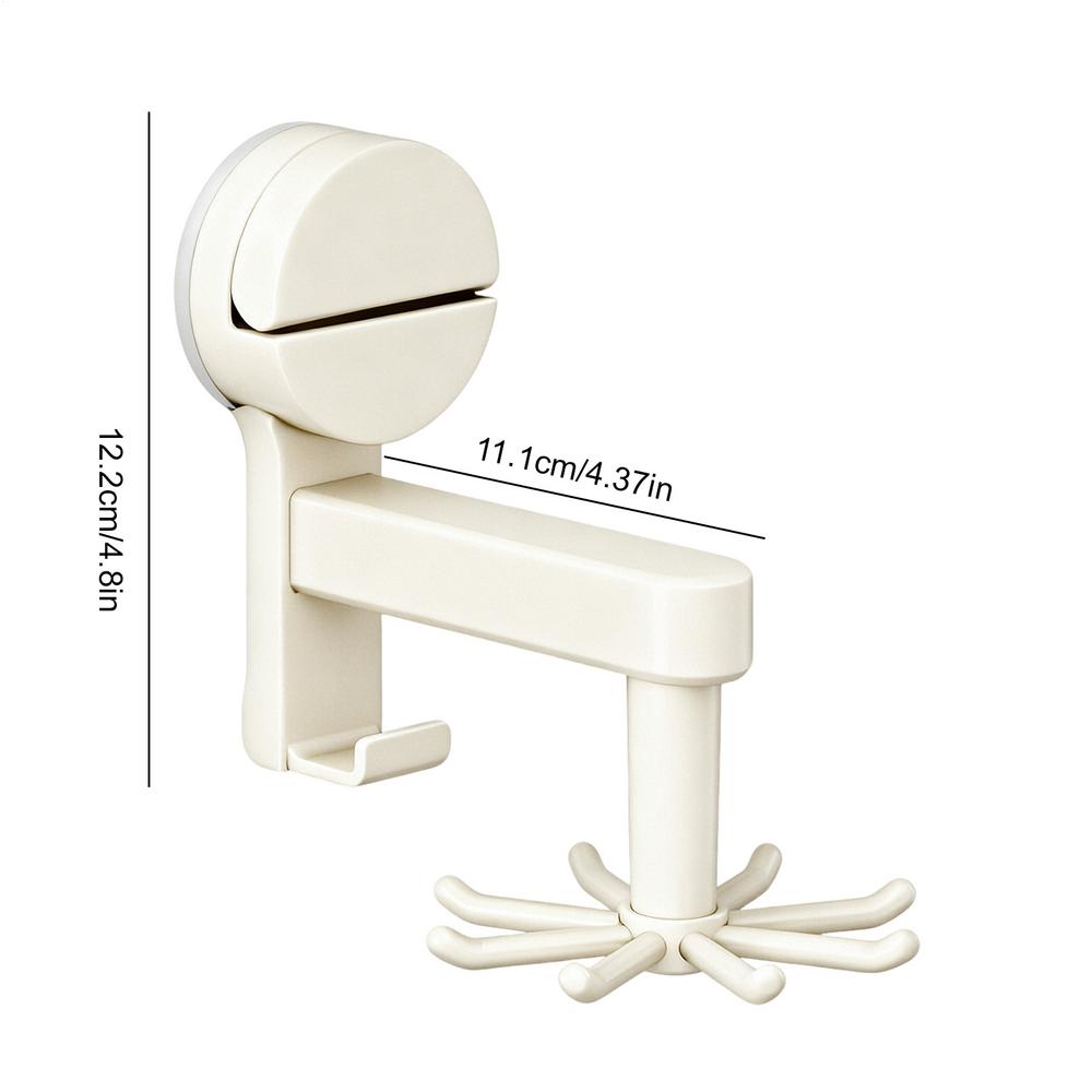

Kitchen Utensil Hanger Suction Cup Hook 360 Degree Rotating Cooking Utensil Holder with 8 Claws for Bathroom Cabinet RV Home бежевый
