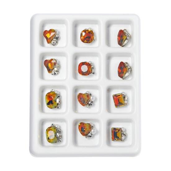 1 Box Nail Art Rhinestones Ornament 3D Heart/Square Faux Crystal Charm DIY Nail Decorations Phone Case Decorative Accessories Manicure Supplies