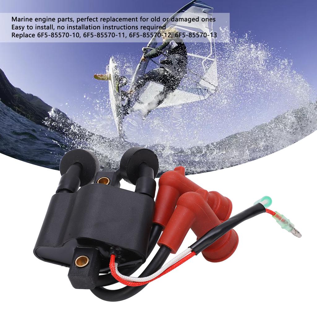 Outboard Motor Ignition Coil Assembly Marine Ignition Coil for 40HP High Pressure Cap 6F5?85570