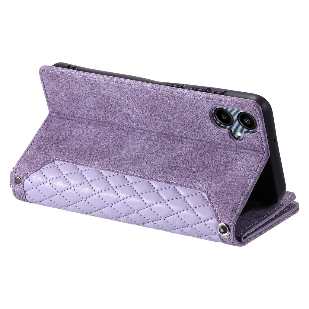 Style 005 For Samsung Galaxy A06 4G Wallet Case Rhombus Stitching Line PU Leather Phone Cover