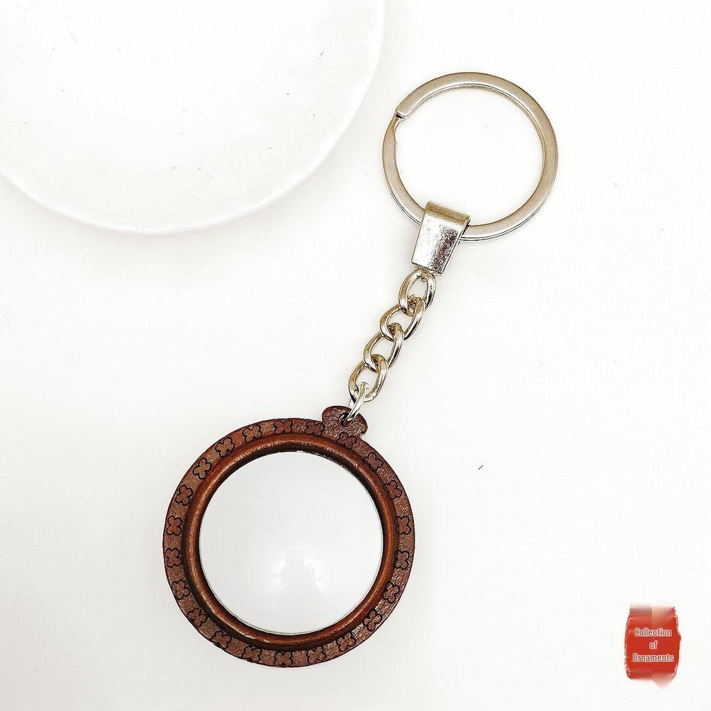 DIY Wooden Lace Base Keyring with Embroidery Kit & Snap Button