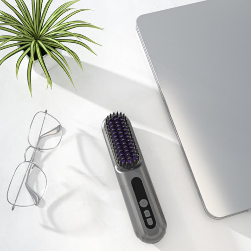 Lowra Rouge Roller Wireless Negative Ion Hair Comb – Damage-Free, Anti-Static, and Portable Electric Straightener.