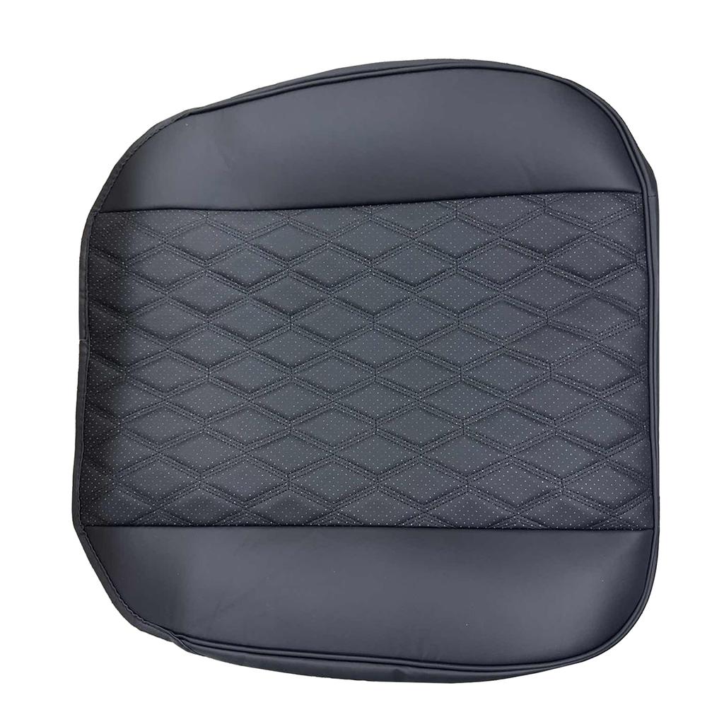 PU Leather Car Seat Cover, Anti Slip Front Seat Protector, Universal Fit Quilted Thick Cushion with Storage Pocket,