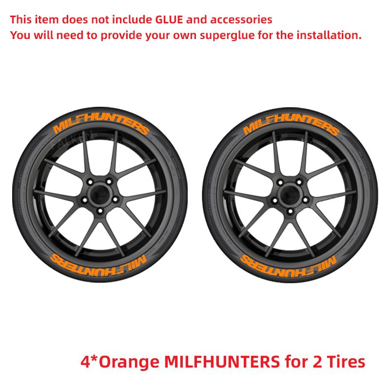 MILFHUNTERS 3D Tire Letter Decals PVC Waterproof Funny Racing Wheel Stickers Car Accessories