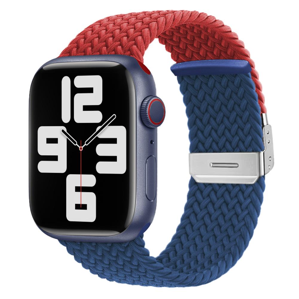 

For Apple Watch 10 46mm/Ultra 2/Ultra 49mm/9 8 7 45mm/SE (2023) SE (2022) SE 6 5 4 44mm/3 2 1 42mm Nylon Bracelet Strap Green+Beige