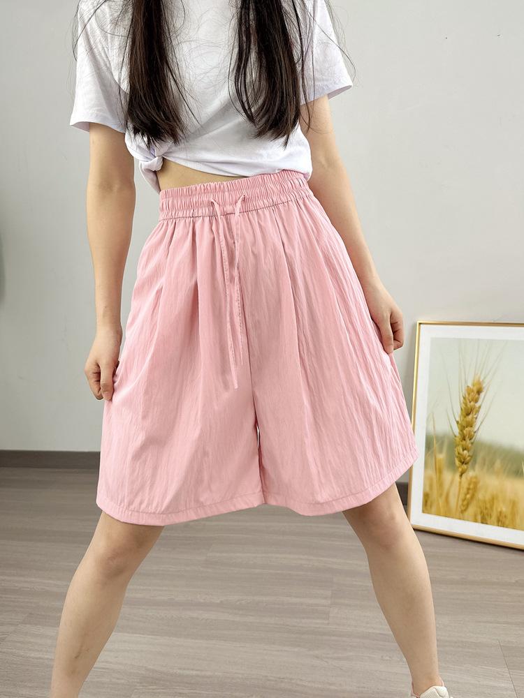 Colorful High-Waist Ice Silk Women's Loose Slimming Wide-Leg Summer Shorts