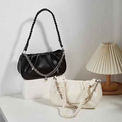 Summer New Women's Bag Niche Pleated Chain Portable Cloud Bag Simple and Versatile Single Shoulder Diagonal Cross Armpit Bag