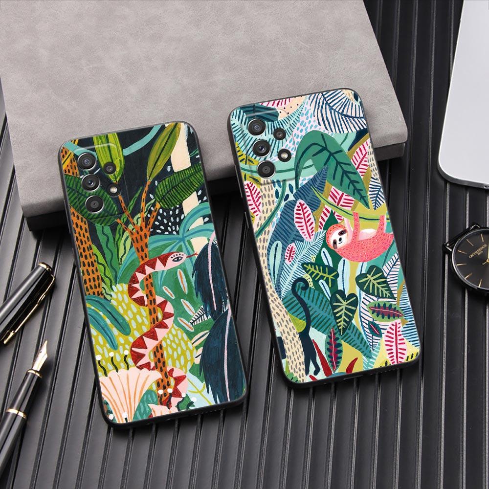 Jungle illustration Snake Cats Sloth Phone Case For Samsung Galaxy A57 A56 A37 A55 A36 A26 A54 A52 A35 A34 A25 A17 A16 A07 Cover