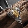 Fashionable Love Shape Feather Wings Bird Necklace Pendant Couple Gift Men and Women Romantic Charm Jewelry