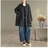 DIMANAF New Plus Size Autumn Women Coat Basic Long Sleeve Jackets Vintage Casual Loose Outerwear Black Cotton