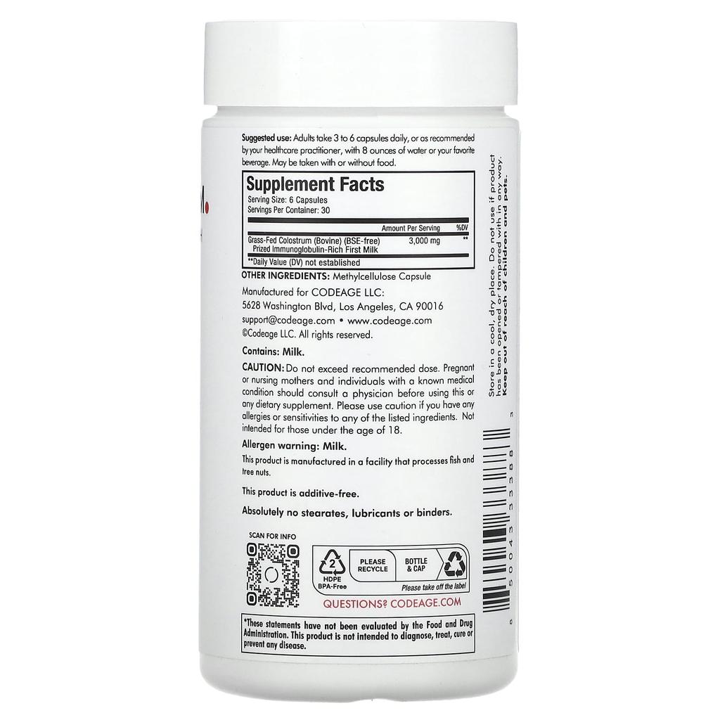 Immuno Colostrum, 180 Capsules (500Mg Per Capsule)
