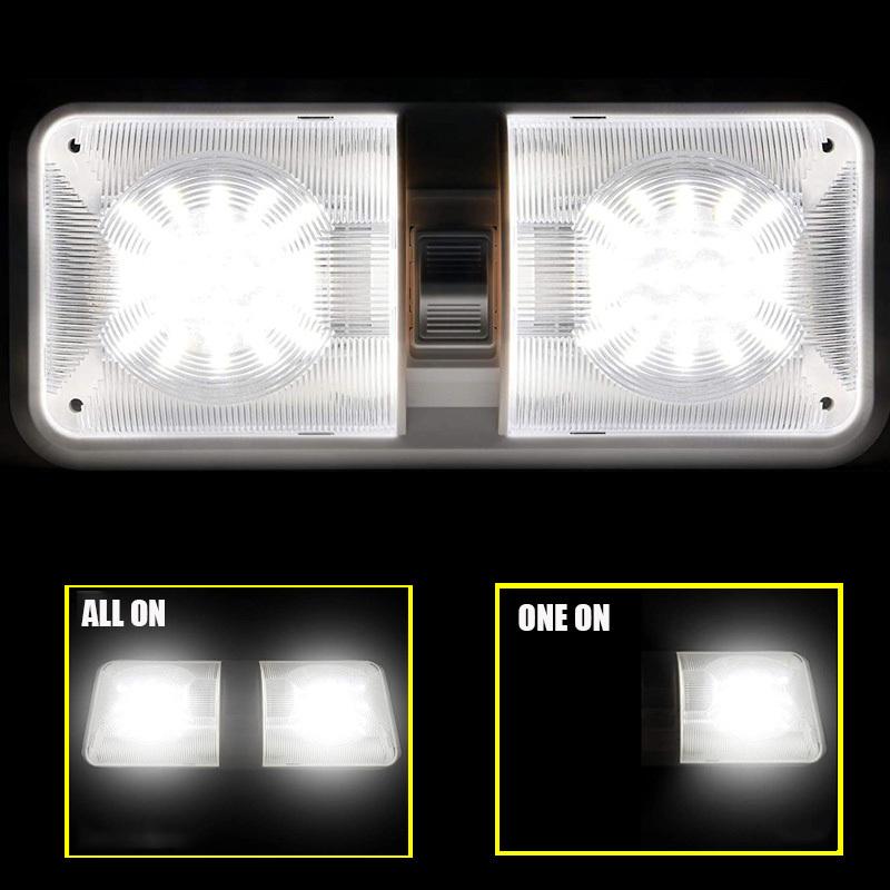 12V 8W RV LED Ceiling Double Dome Light Natural White 4500K with Switch vehicle Interior Reading Lights for Car Camper Boat