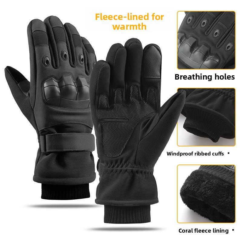 Mary Tactical gloves - men s soft gel shell protective fleece-lined full finger touchscreen microfiber outdoor cycling cold weather gloves L