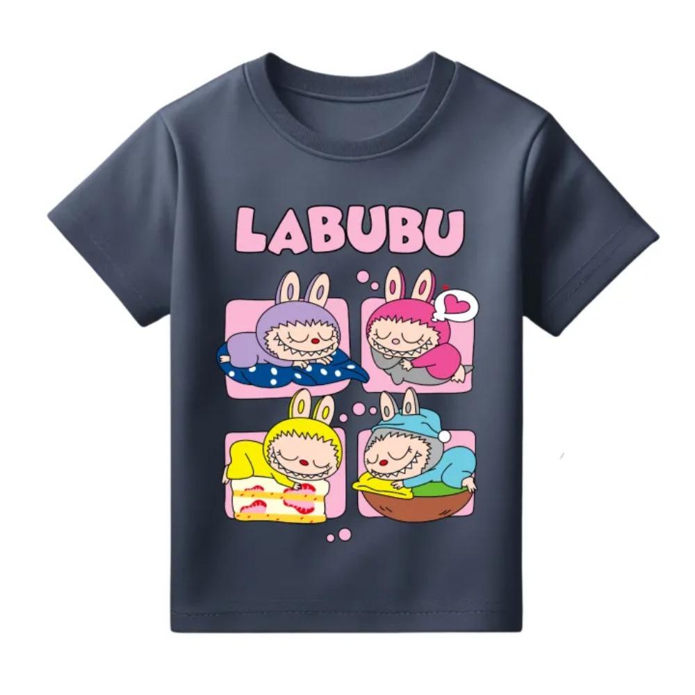 Summer Popular Children's T-shirt Clothing Labubu Printed Girls Round Neck Short Sleeved Casual Variety of Colors To Choose From
