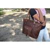 Handmade Leather Tote Bag: Travel Carry-On Shoulder Bag