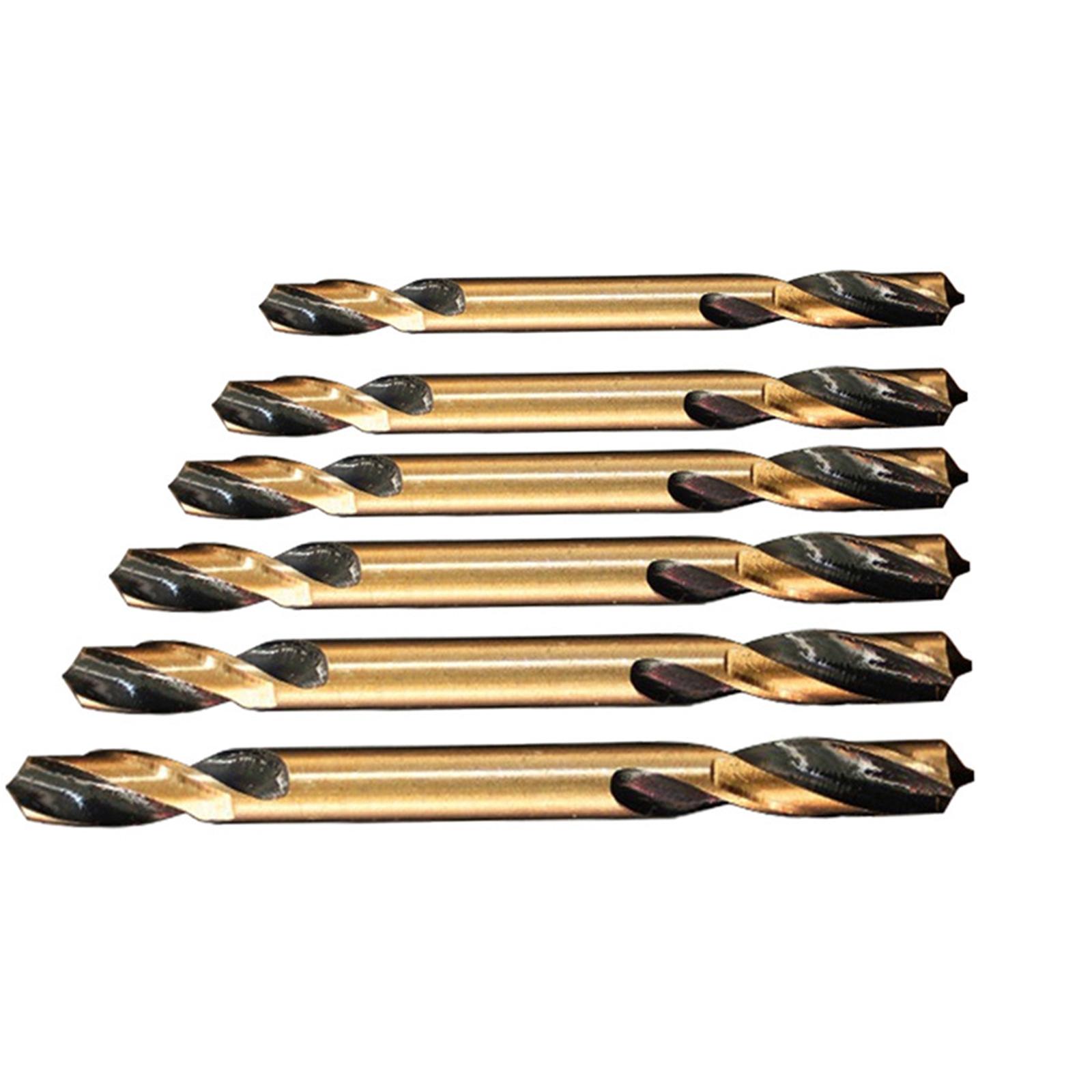 

6Pcs Double Head Twist Drill Bit High Speed Steel Straight Shank Drill 3/3.5/4/4.5/5/6mm for Metal Stainless Steel Iron 1