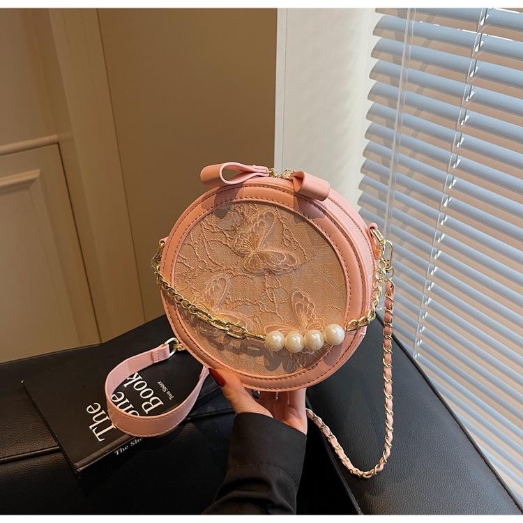 Niche Butterfly Chain Round Cake Bag Small Bag Women's 2025 New Versatile Small Round Bag Messenger Bag
