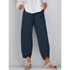 Summer Women Elastic Waist Pants Cotton Loose Casual Trousers