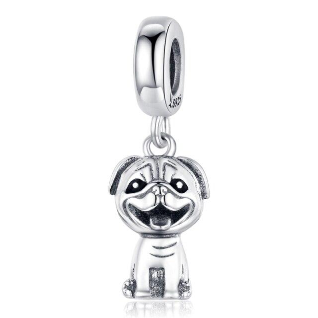Zirconia Color Sterling Cane Animaletto Cane Cane Bulldog Perline Adatte Braccialetto da Polso Originale Ciondolo Gioielli Fai da Te Braccialetto da Polso alla Moda