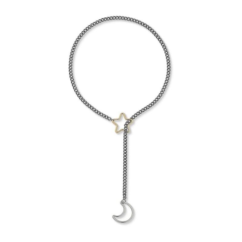 781D Collana Punk Rock da Donna a Catena Sottile con Cuore O-ring Decorazioni Regolabile Design a Y per Uso Quotidiano Casual
