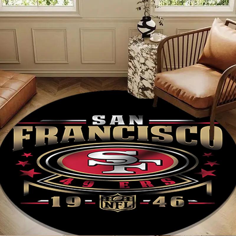 Vintage 49ers Football Round Mat, Anti-slip Circle Carpet Chair Rug For livingroom,Bedroom, Doormat Home Decor Gift Christmas Gifts