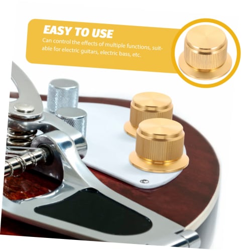 ERINGOGO Sound Knob, Control Volume Amplifier Knob, Bass Knob, Universal Bass Knob, Guitar Tuner, Earphone Knob, Electric Guitar Knob, Wired, Golden A