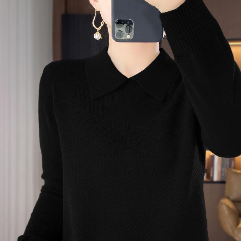 

Autumn Women s Top Doll Collar Knitted Bottom Sweater Women s Sweater Lapel Long Sleeve Top Women s Autumn Bottom Sweater Autumn XXL