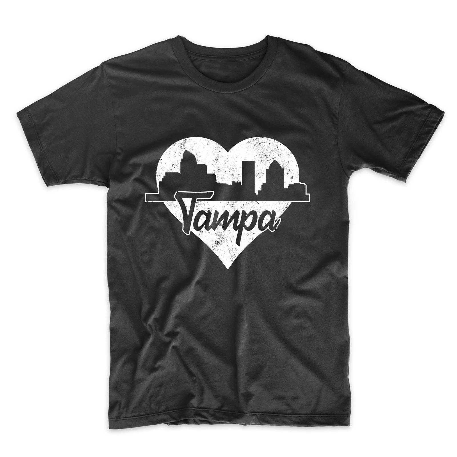 Men s Tampa Shirt - Retro Tampa Florida Skyline Heart Distressed T-Shirt 4XL
