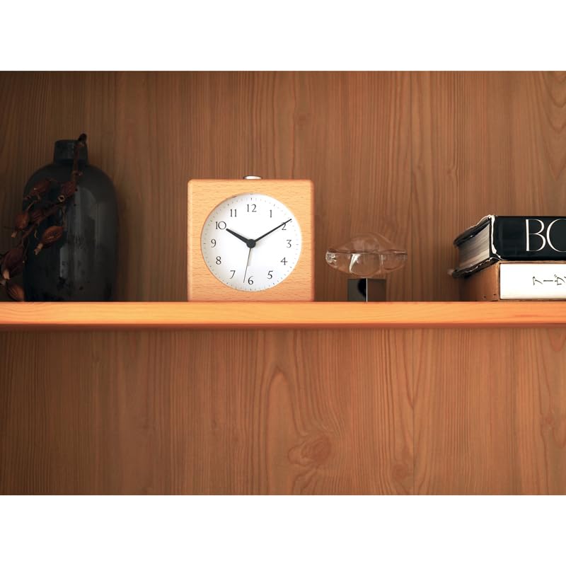 Lemnos Canon JH23-11 NT Analog Alarm Clock, Natural Wood Grain