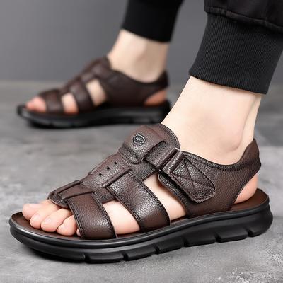 2024 Herrensandalen, Luxus-Sandalen aus echtem Leder, lässige Outdoor-Sandalen, rutschfeste Strandschuhe für Herren, Fahr-Sandalias, große Größe 47
