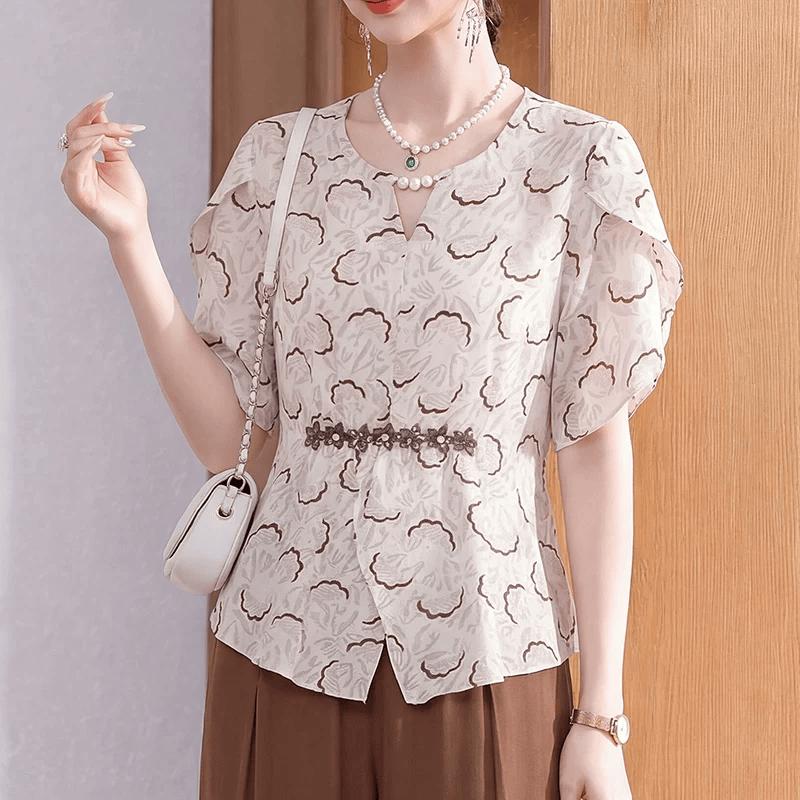 Middle-Aged Women s Summer Chiffon Outfit L