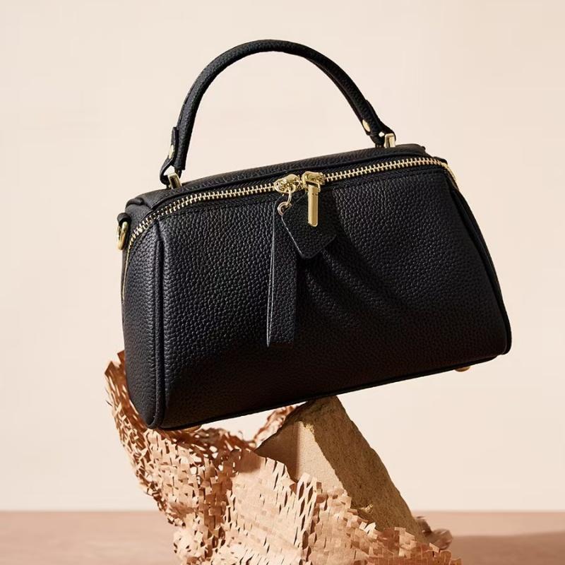 Elegant Genuine Leather Boston Tote Bag for Women Vintage Minimalist Classic Cowhide Crossbody Shoulder Bag