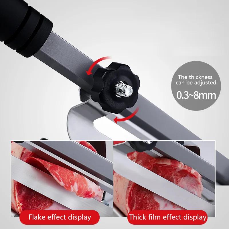 Food Cutting Machine Slicer Stainless Steel Spring Automatic Meat Feeding Anti Slip Easy Cut Frozen Meat Vegetable Cutter