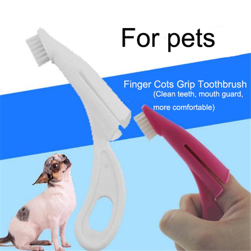 Pet Finger Toothbrush Teddy Dog Brush Bad Breath Tartar Teeth Tool Dog Cat Cleaning Supplies 2 Colors Dog Toothbrushes
