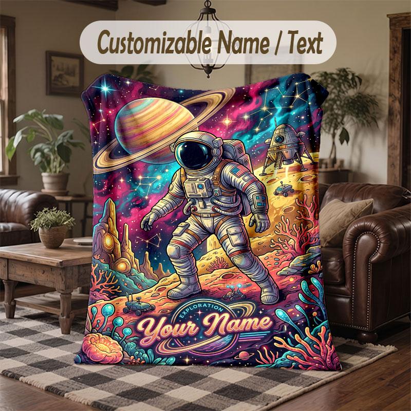 Coperta Cosmica a Tema Spaziale con Nome Personalizzato Testo Coperta Personalizzata Morbida Accogliente per Casa Divano Letto